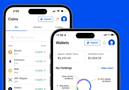 Zen-XE mobile app showing coins and wallet screens